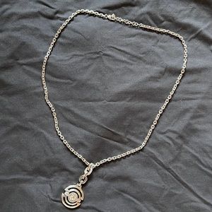 Brighton silver and clear rhinestone statement necklace.